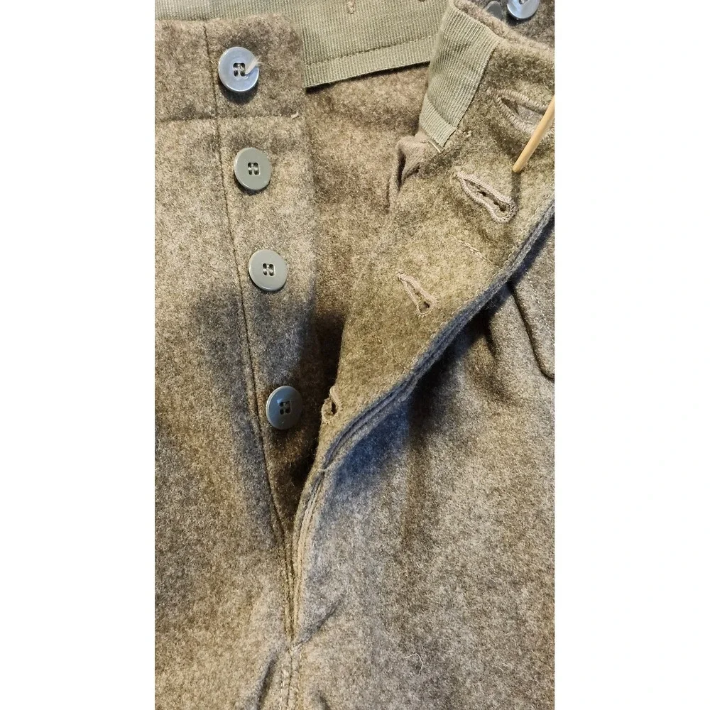 Vintage Swedish Military 1960 Wool Cargo Pants Grey Brown 29x27 M58 Vietnam Era‎